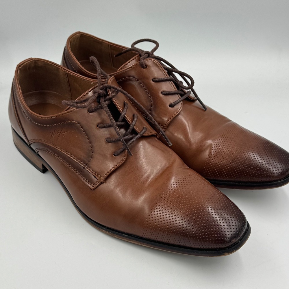 Tommy Hilfiger Shory Dress Shoes Mens 10 Brown Perforated Cap Toe Derby TMSHORY